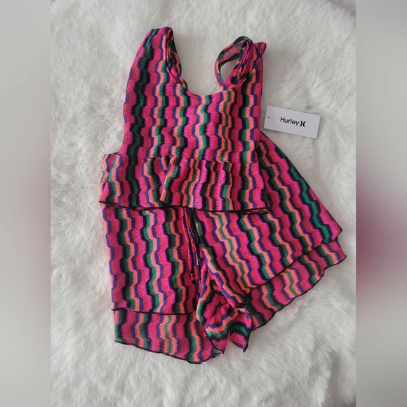 ✨️HURLEY BRAND NEW ZUMBA STRIPE BEACH TANK & PANT SIZE XL